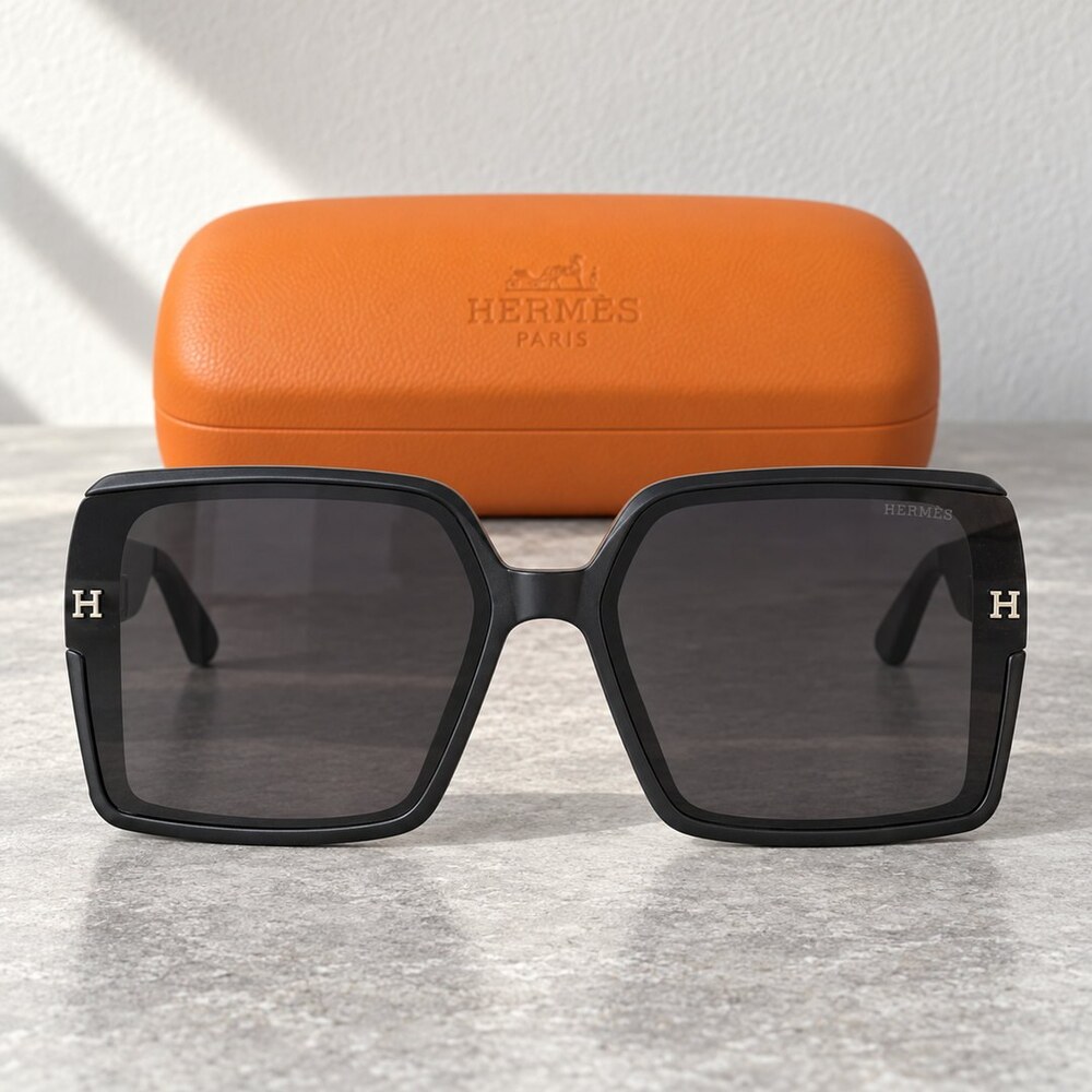 Hermes Matte Black H Square Sunglasses